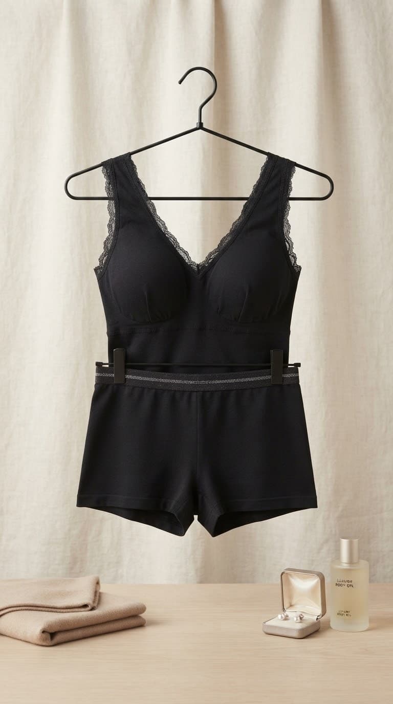 Lace Trim Cami Shorts Set